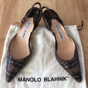 MANOLO BLAHNIK Snake Skin Stiletto Heels